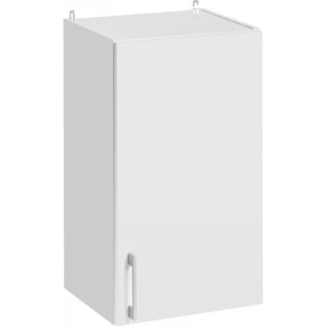 Cuisineandcie – Meuble haut de cuisine blanc 1 porte L 40 cm – Stratifié 18 mm – Charnières réglables – Amortisseurs pour fermeture automatique (1/5)