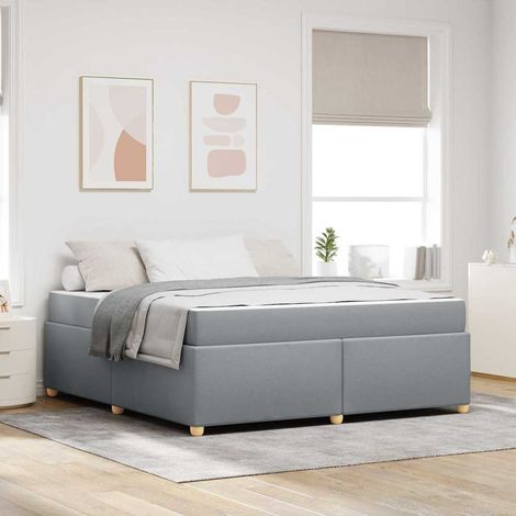 Estructura de cama con colchón Gris Claro 180 x 200 cm tela (1/5)