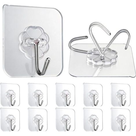 50-teiliges Klebehaken-Set – Transparente Haken für das Badezimmer (max. 15 kg) – Klebehaken für Zuhause, Küche, Bad, Handtücher, Bademäntel und Kleidung