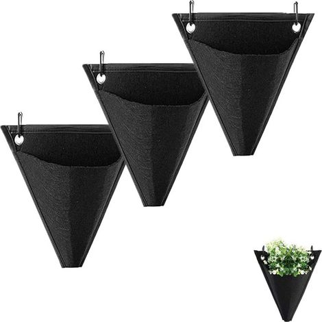 Sac À Plantes Murale - Sac De Plantation Vertical Triangulaire En Feutre - Pour Intérieur Extérieur Jardin Maison - Lot De 3