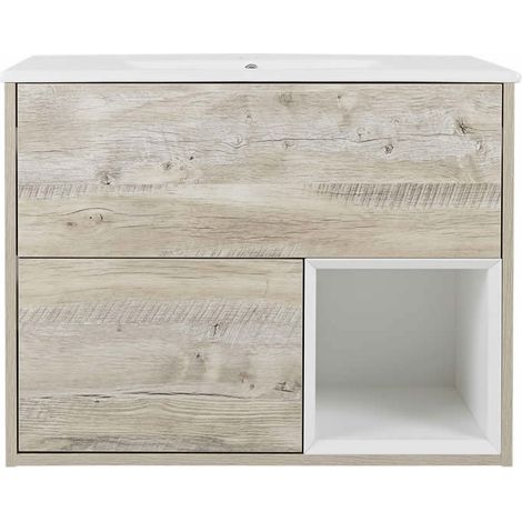 Milano Bexley Light Oak 810mm Bathroom Vanity Unit with Basin - No LED Light (1/5)