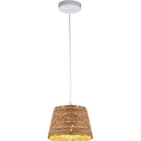 Barcelona Led – Suspension en chanvre Mush E27 – Blanc – Ø 230 mm – Câble noir réglable 1,1 m – IP20 pour intérieur – 40 W max (1/5)