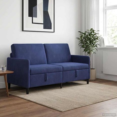 vidaXL Sofá con almacenamiento Azul Policía 172 x 78 x 87 cm Poliéster (1/5)