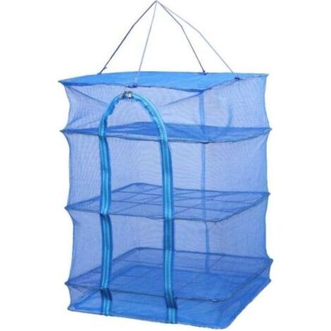 Séchoir à herbes à 3 étages en maille filet à suspendre avec fermeture éclair pliable pour sécher les légumes et les poissons (hauteur 66 cm) (1/4)