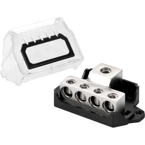 1 Pièce Bloc distribution d'alimentation 12V 4 voies,répartiteur audio pour voiture,entrée de calibre 0/2/4,sortie de calibre 4/8/10,bloc de distribution masse pour automobile,voiture,bateau (1/5)