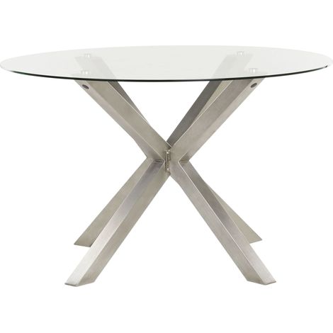 Garden Dining Table MALETTO 120 cm 120 cm Glass Silver