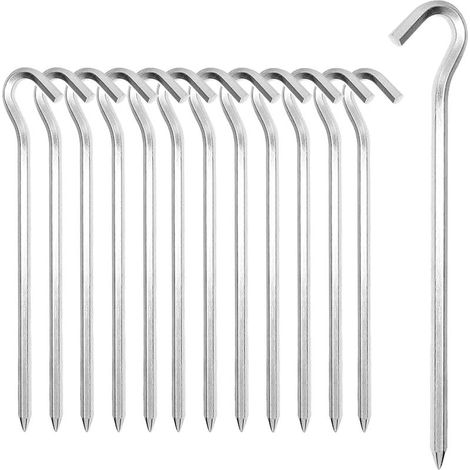 Piquets de Tente en Aluminium, 14 pièces Crochets de Tente de 18 cm Piquets de Tente Piquets pour Sols durs, Idéal pour le Jardinage, le Camping, la Pêche et les Tentes (1/4)