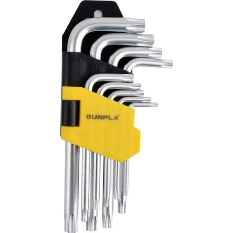 Torx-Inbusschlüssel-Set, 9-teilig, Torx, versetzter Stern, Sechskant, langer Arm, Set mit Aufbewahrungskoffer, 1,5 10 mm, für Hauswartung, Bauprojekt