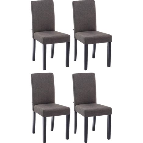 Set di 4 sedie da pranzo dal design classico in tessuto grigio scuro e gambe in legno nero 100001773