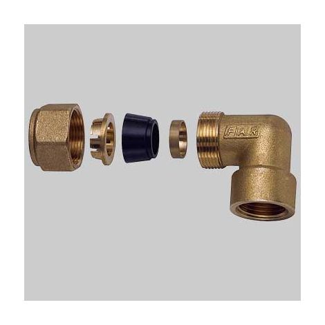 GOMITO FEMMINA CON KIT DI TENUTA PER TUBO RAME  1 x 22     FAR
