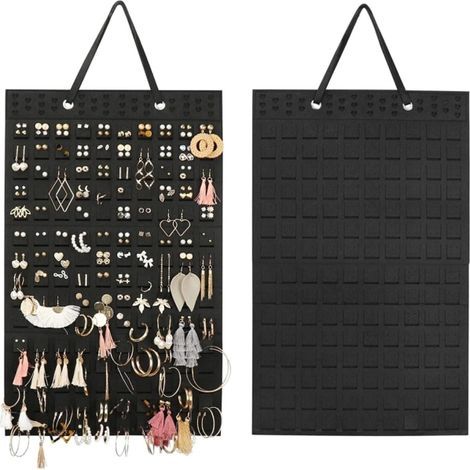 Pochette de rangement pour boucles d'oreilles à suspendre - noire (1/5)