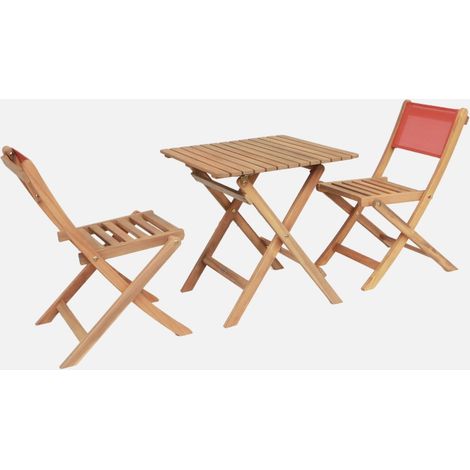 Set tavolo da giardino bistrot per bambini in legno di acacia con 2 sedie