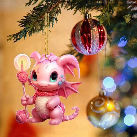 Pendentif De Noël En Acrylique - Dinosaure - Décoration Voiture Bureau Maison - Pour Adultes Et Enfants - 1 Pièce (1/2)
