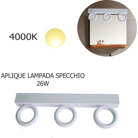 Trade Shop - ANWENDUNG LAMPADA MODERN DA PARETE MURO SPECCHIO 26W BATH 135 LED 2835 SMD LUCE -
