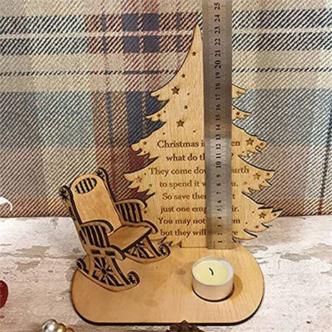 Bougie souvenir de Noël en bois, bougeoir pour se souvenir des êtres chers, décoration de table pour Noël. (1/5)