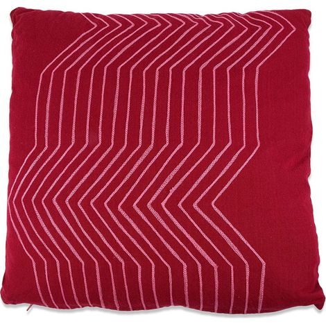 Roter Kissen mit rosa Linien 50x12x50cm. Basics (1/2)