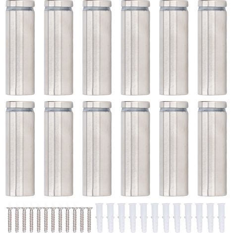 Set mit 12 Werbeschrauben 19x60mm aus Edelstahl zur Montage auf Glas, Halterung für Acryl-Fotorahmen, Befestigungsmaterial.