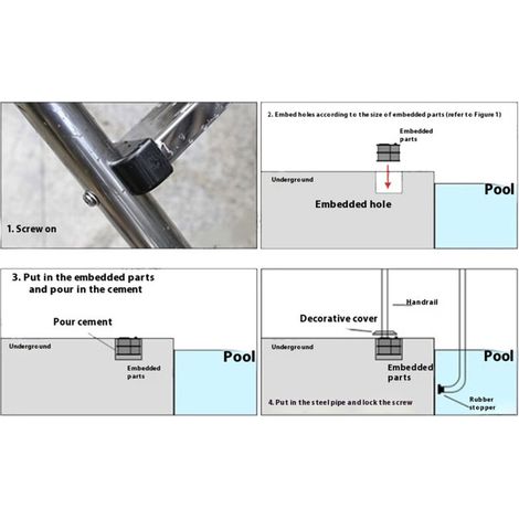 Marche Escalier Piscine 【304 Stainless Steel】 Antidérapante Reinforced (1/4)