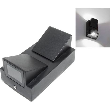 Applique Lampada Faretto per uso esterno a led luce 6500k 10W NERO LUCE A 2 VIE