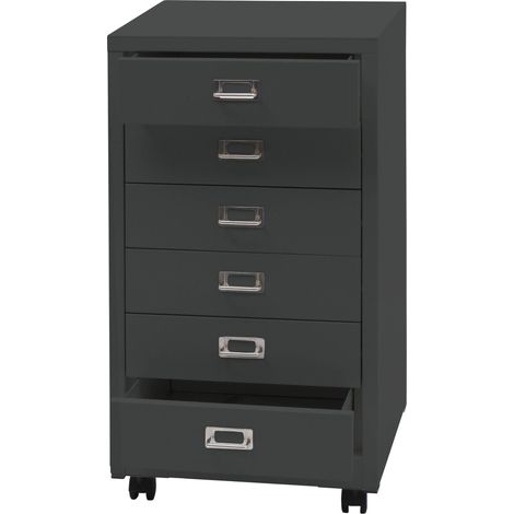 Mueble de oficina cajonera 75 x 40 x 41 cm 6 cajones en acero gris oscuro 040008273