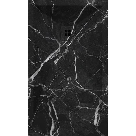 Receveur de douche 90x160 cm extra plat DEKOR en résine finition marbre noir