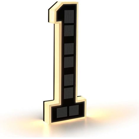 Numéro de Maison Lumineux Noir (1 Noir, 23 cm) Numero de Maison Exterieur Solaire Illuminé pour Extérieur étanche, Numero Porte, (1/5)