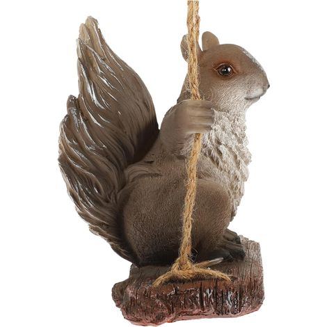 Figurine Écureuil Résine avec Balancoire Ornement Décoratif pour Jardin Animal Suspendu Décoration Arbre Amusante (1/5)