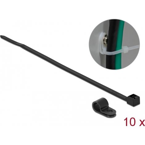 Delock Abrazadera de montaje de 6,4 mm con sujetacables LA 200 x AN 3,6 mm negro
