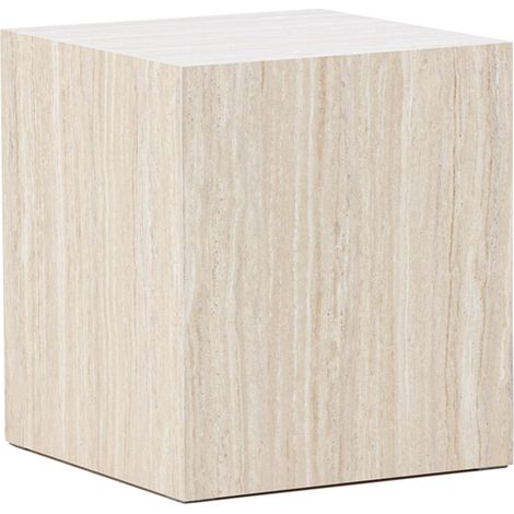 Table d'Appoint Effet Travertin "York" 45cm Beige (1/5)