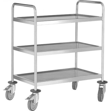 Chariot de Service Inox 3 Niveaux L 880 à 1080 mm - Pujadas