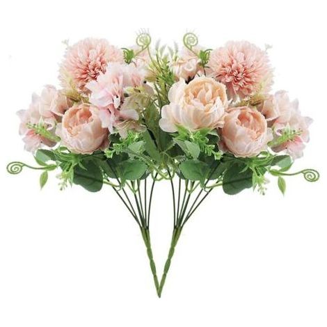 2 Pièces Fleurs Artificielles Bouquet de Pivoine d'Hortensia en Soie , Realiste Arrangement Floral Mariage Décoration Centre de Table pour Maison Jardin Bureau (1/5)