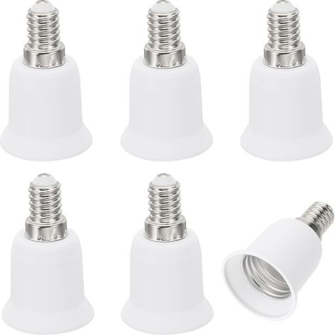 E14 vers E26/E27 Lumière Douille Adaptateur, Adaptateur de douille, 6pcs Lampe Support Convertir Vis Base Convertisseur pour Halogène CFL Lumière Ampoule, Blanc (1/5)