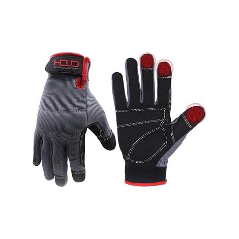 Filiyano-Gants de travail HANDLANDY pour hommes et femmes, gants de mécanicien compatibles avec écrans tactiles, gants de jardinage flexibles, noir (1/5)