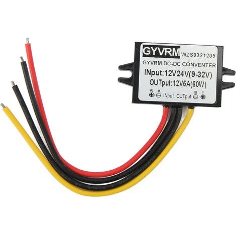 Régulateur de tension DC 12V24V 9-32V à 12V5A, convertisseur ignifuge étanche (1/5)