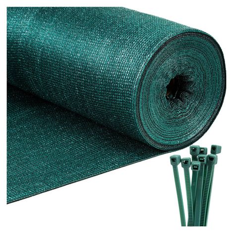 Rete ombreggiante al 90% 1x25m, colore verde, più 100 fascette di fissaggio.
