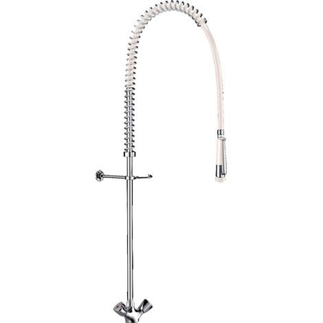 Delabie – Mélangeur de prélavage monotrou – Bec télescopique orientable L.200-290 – Débit 25 l/min – Douchette antitartre jet réglable 9 l/min (1/6)