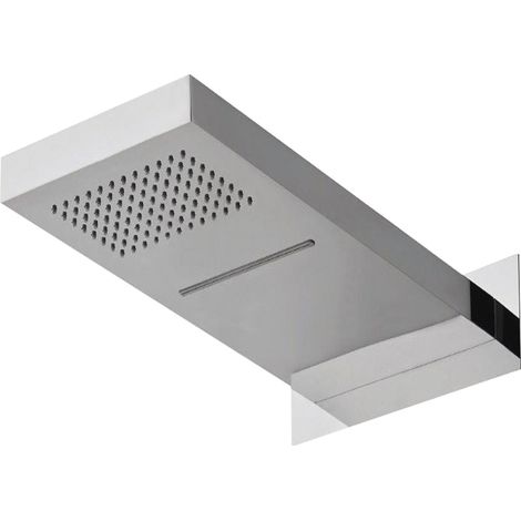 Soffione doccia a parete acciaio inox punta quadrata con cascata confezione 1 (1/2)