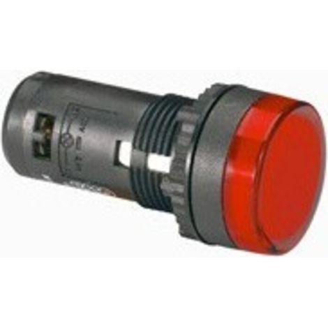 Voyant bouton lumineux rouge diam 22 monobloc led intégrée 230V OSMOZ 024141 (1/2)