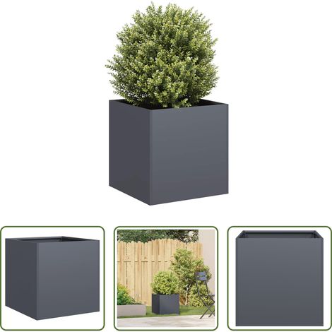 Bac à fleurs - Jardinière anthracite 40x40x40 cm acier laminé à froid (1/5)
