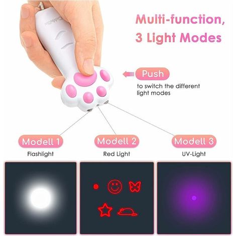 Laser-Spielzeug für Katzen, 7-in-1-LED-Pfoten-förmiger Zeiger, 3 Leuchtmodi, Trainingsgerät für Katzen und Hunde (1/4)