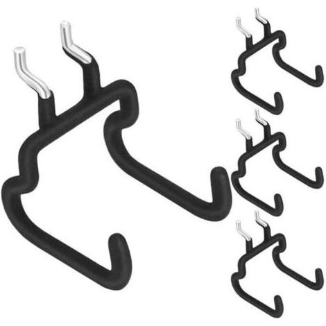 Pair 4 Crochets Panneau Perforé Robustes - Crochet Panneau Perforé Double pour Perceuse et Sac d'Accessoires, Idéal pour Panneau Perforé Mural et Porte Outils Mural, Espacement des Trous 2.5 cm (1/5)