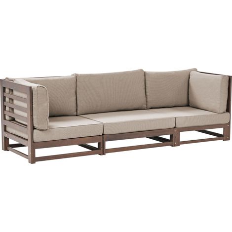 Gartensofa 3-Sitzer TRANI modular zertifiziertes Akazienholz Dunkelbraun (1/5)