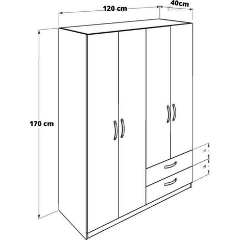 Armadio bianco 120x170 4 ante 2 cassetti (1/2)