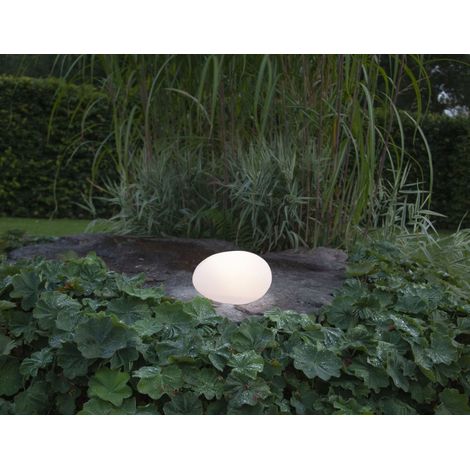 Stein Solarleuchte ,Globy', Dämmerungssensor, weiß, 32cm, warmweiß (1/5)
