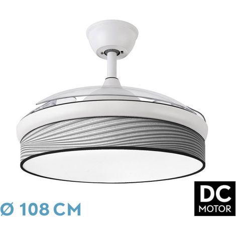 Ventilador Dc Moda 72w Blanco/surco Gris 108d 3aspas 7200lm 3000k,4000k,6000k Remoto+memoria+temporizador (1/3)