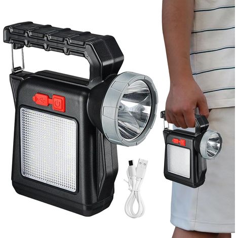 Lampe Torche Solaire, Lampes de Pêche Extérieure, Lampe Torche Rechargeable Manuelle pour Randonnée Pêche Tente (1/5)