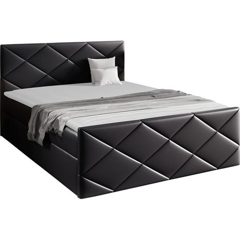 Cama continental Mons, Soft 011, Continental, Doble, 180x200, Cuero ecológico, Somieres, 184x213x103cm (1/5)