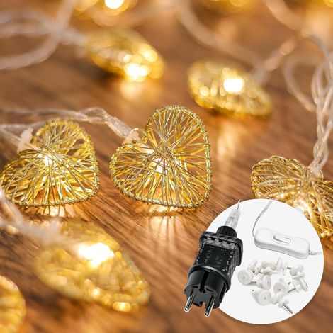 Guirlande lumineuse intérieur coeur - 20 LED blanc chaud & 5 M (1/5)