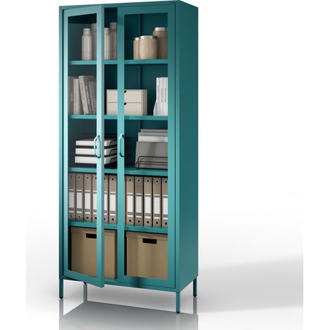 Vitrine de salon ANGELO 800 x 1850 x 450 mm, Moderne : azur