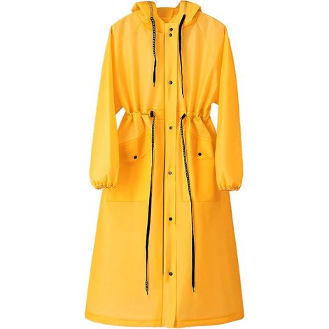 Long Rain Poncho for Women and Men, Waterproof with High Transparent Hood, Lightweight Windproof for Outdoor Activities, Cycling, Hiking, Camping, XL Goldenrod (1/5)